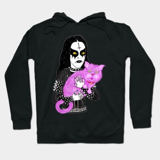 Metal Head with a Pink Cat 2020 Miskeldesign Hoodie